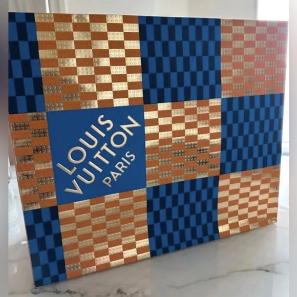 LOUIS VUITTON Authentic Gift Shopping Bag Orange/Blue SIZE 15.6 X 13.25 X 6.25 - Picture 2 of 7